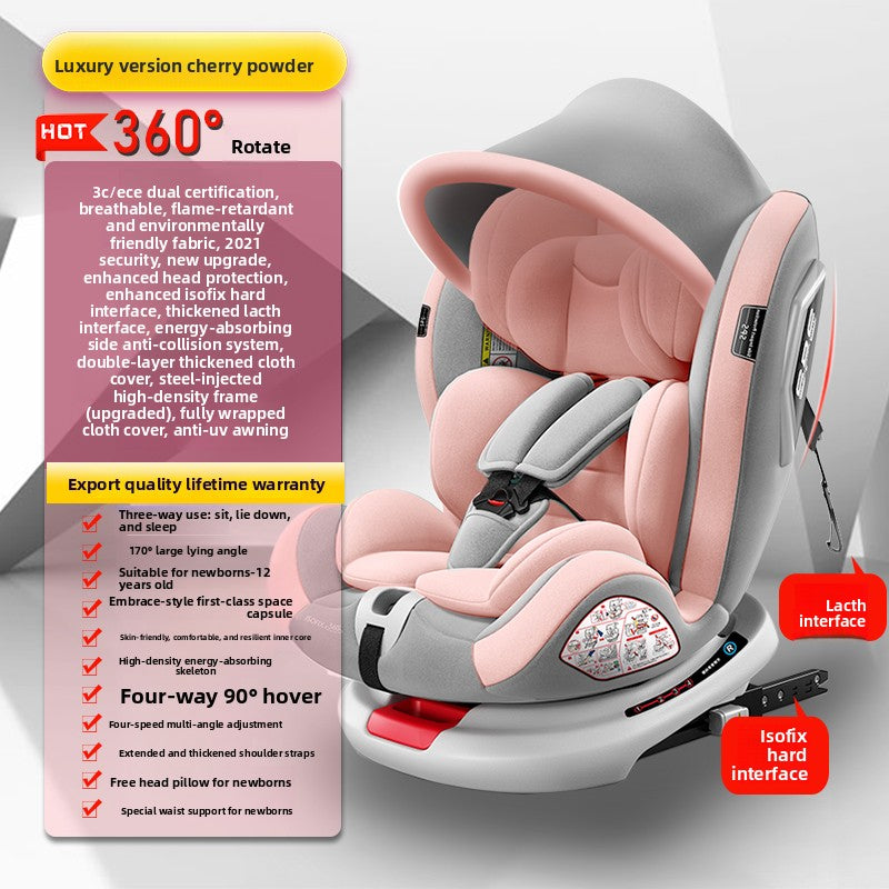 Child car seat shown rotated outward on its 360 ISOFIX base