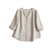 Women's Pure Linen V Neck Loose Casual Shirt