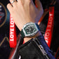 Quartz watch silicone strap shown from the side profile angle