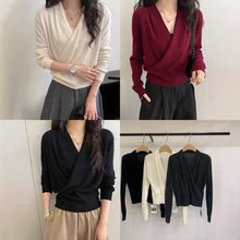 V-Neck Cross Design Knitted Sweater