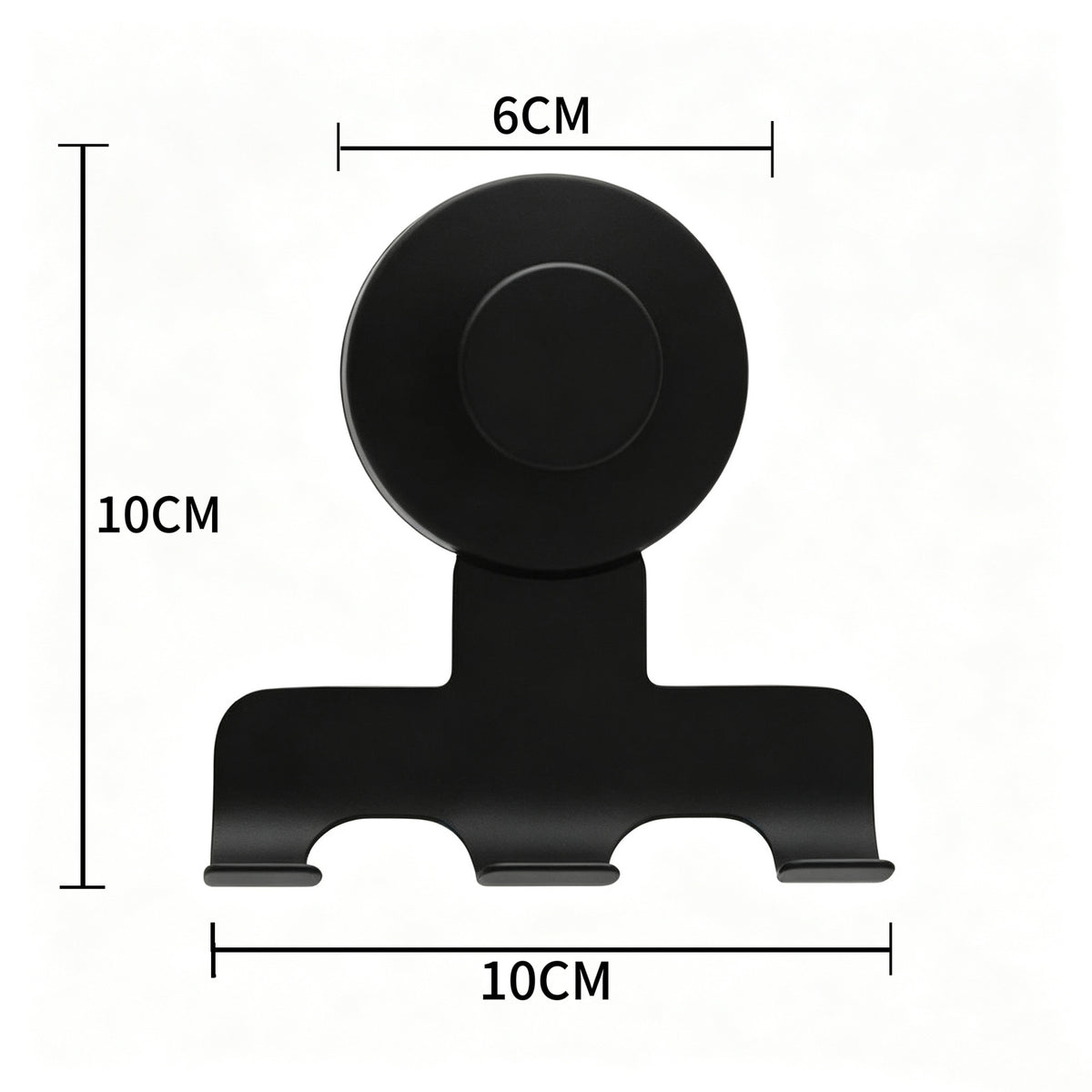 Stainless steel suction cup wall holder shown from an angle with its polished round base