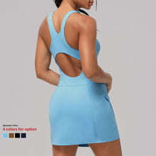 Womens Quick-Dry Tennis Dress with Built-in Shorts