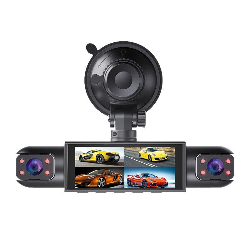 Close up of the front and cabin lenses on the dash cam body