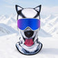 Husky print fleece balaclava with open mouth, Animal Winter Mask D option, blue goggles