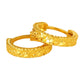 Pair of gold-plated copper hoop earrings with a crushed ice textured face on a plain white background