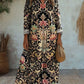 Womens Floral Print V-Neck Long Sleeve Dress