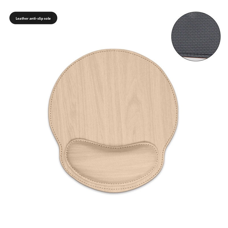 Light wood grain finish mouse pad with a memory foam wrist rest