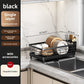 Black single layer dish rack, 41.5 by 26.5 by 15 cm, with plates and a chopstick holder, option Single Layer Black