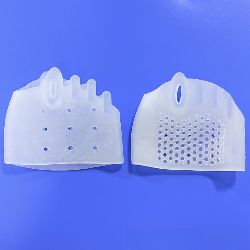 Forefoot pad slipped inside a shoe under the ball of the foot for cushioning