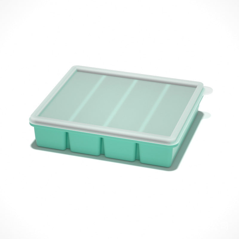 Flexible platinum silicone ice cube tray with a sealing lid for freezing ice cubes