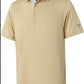 Men's short sleeve polo shirt with a solid body and a printed contrast collar, fitted cut in light polyester