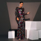 Elegant Sequin Long Sleeve Evening Dress