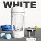Portable shaker cup shown with its included powder box and USB cable