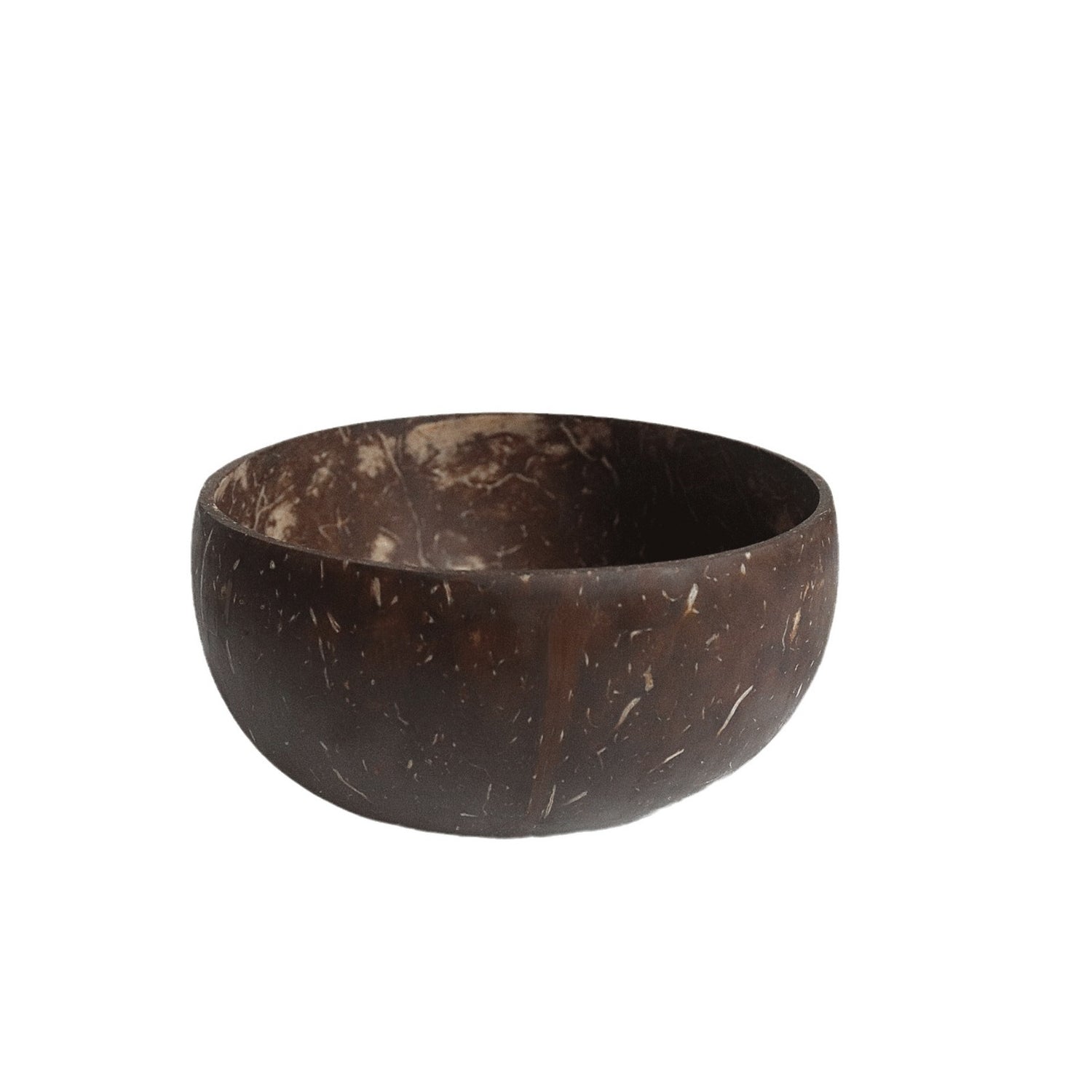 Coconut Shell Bowl with Wood Utensils | angled lifestyle styling shot
