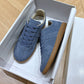 Leather Lace-Up Flat Sneakers