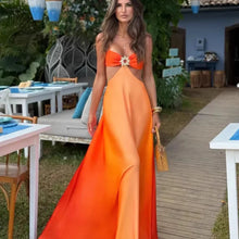 Gradient Satin Halter Dress