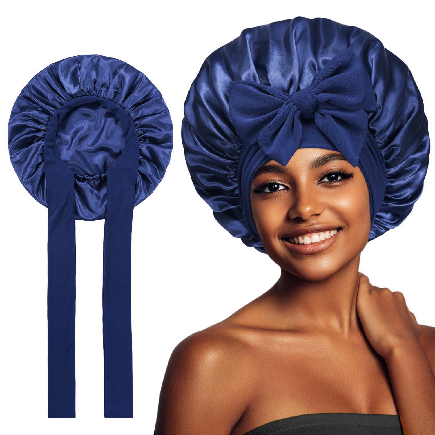 Satin Elastic Nightcap | front view product hero shot