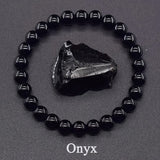 Black Onyx Beaded Bracelet, 8mm Round Stretch