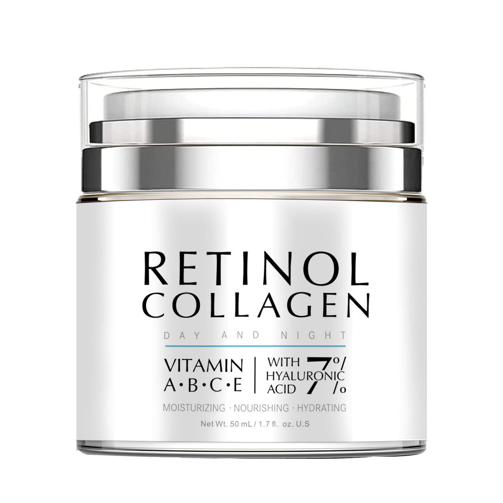 Collagen face moisturizer shown in use on a bathroom shelf