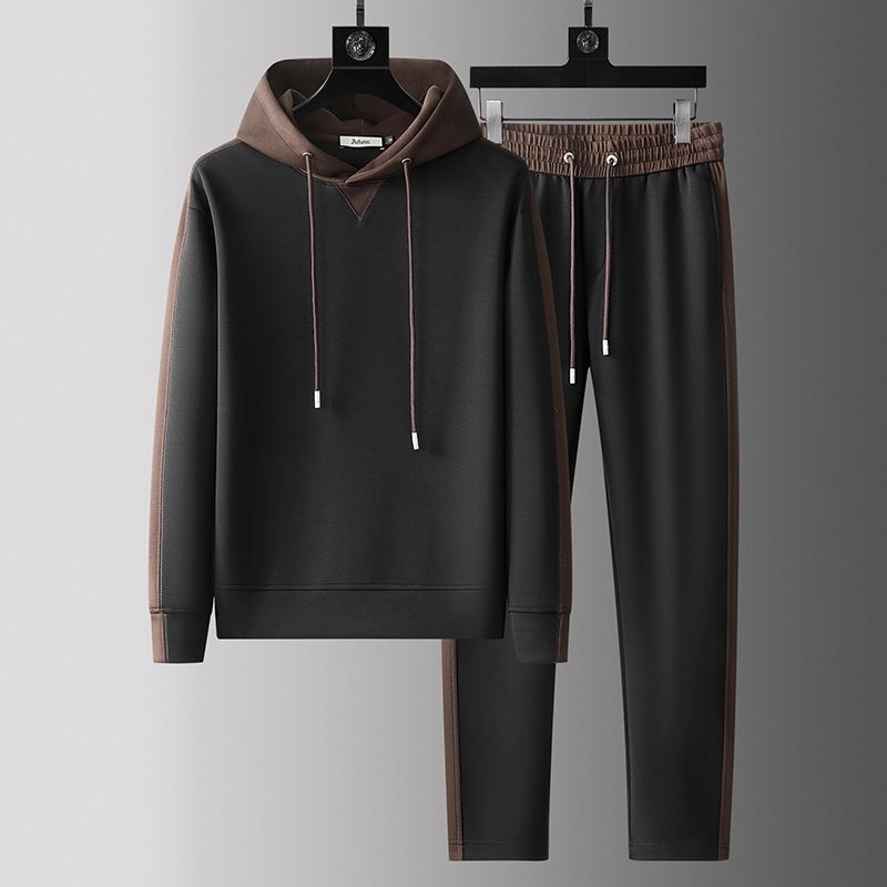 Men's Fleece-Lined Hooded Tracksuit Set | scale reference next to a hand
