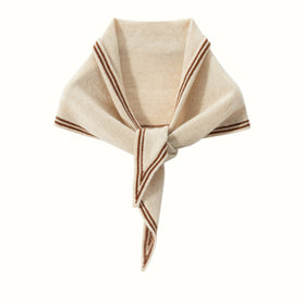 Womens Knit Triangle Scarf with Striped Trim