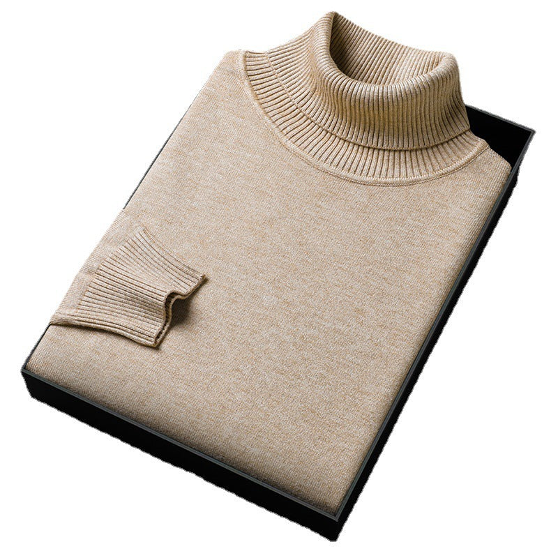 Men's slim-fit turtleneck sweater folded to show the fine knit
