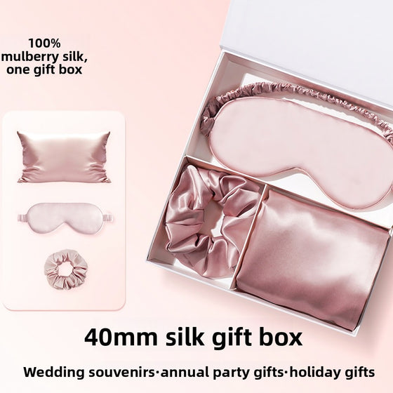 Mulberry Silk Sleep Gift Set: Pillowcase, Mask