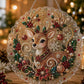 Beaded Christmas ornament with a hanging string on a clear acrylic disc