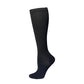 Black mid calf sport sock displayed upright to show its full height and ribbed calf