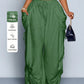 High waist wide leg linen look viscose drawstring trousers, the soft viscose linen look fabric close up