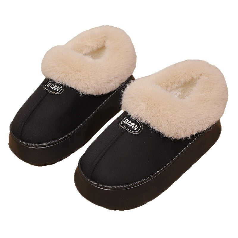 Winter warm slipper with rounded toe, padded footbed and thick foam outsole