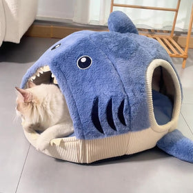Shark Plush Pet Bed for Cats and Dogs