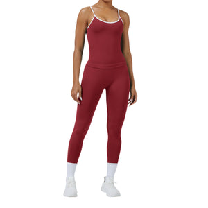 Baby blue two-piece yoga sports suit on a model
