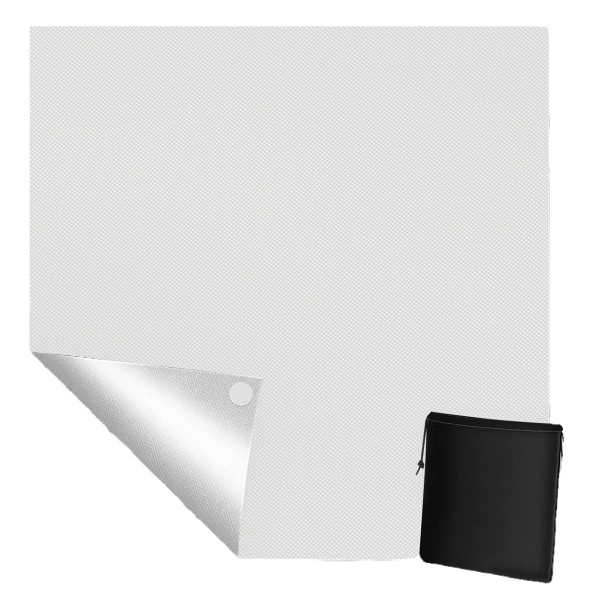 Side angle of the blackout curtain hanging flat against the glass