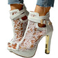 Lace high-heeled sandals