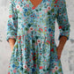 Digital print tunic with side pockets with hidden side seam pockets at the hip