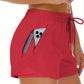 A pink back view of womens two in one fitness shorts on a model (2)