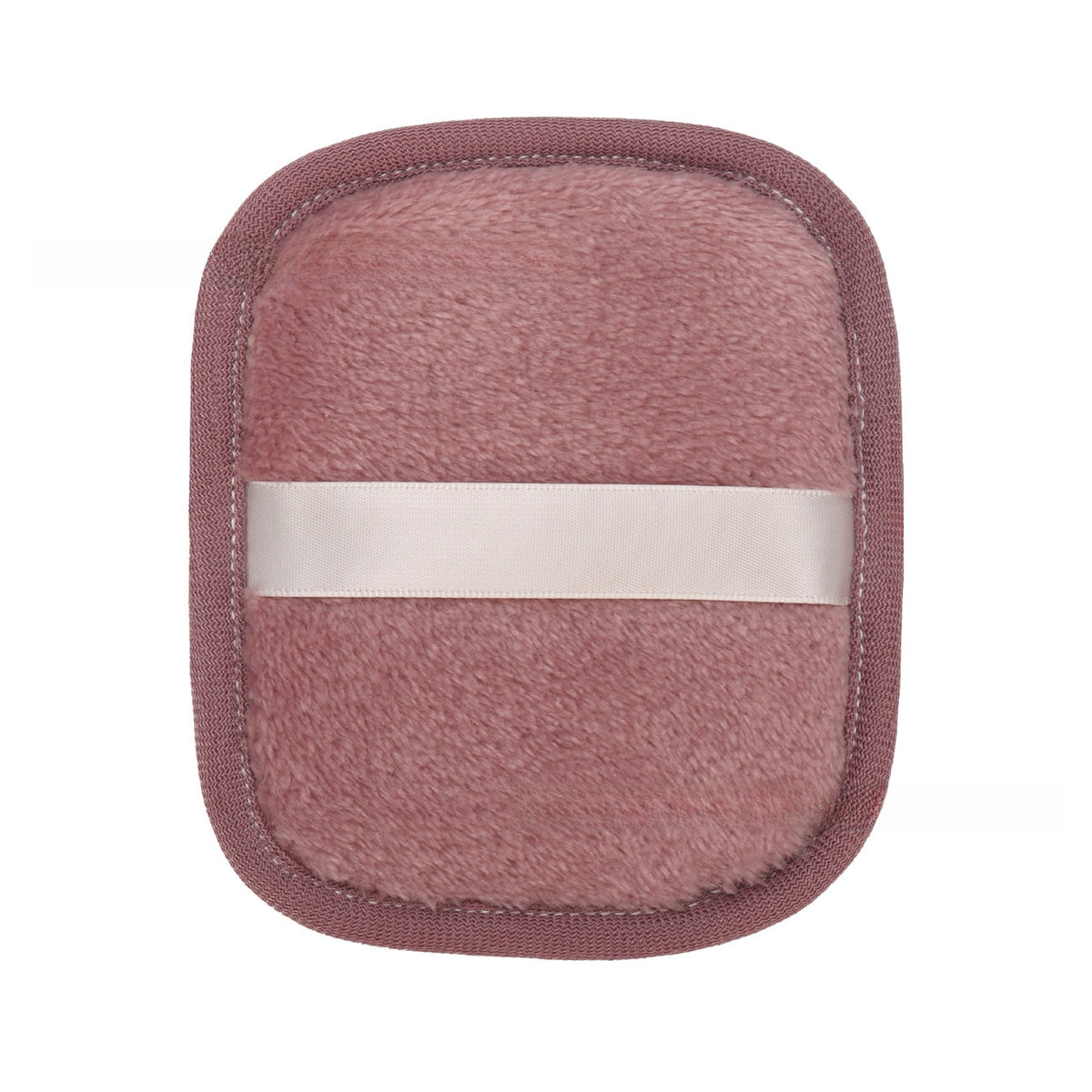 Soft plush reusable makeup remover pad with a satin back strap, single color option
