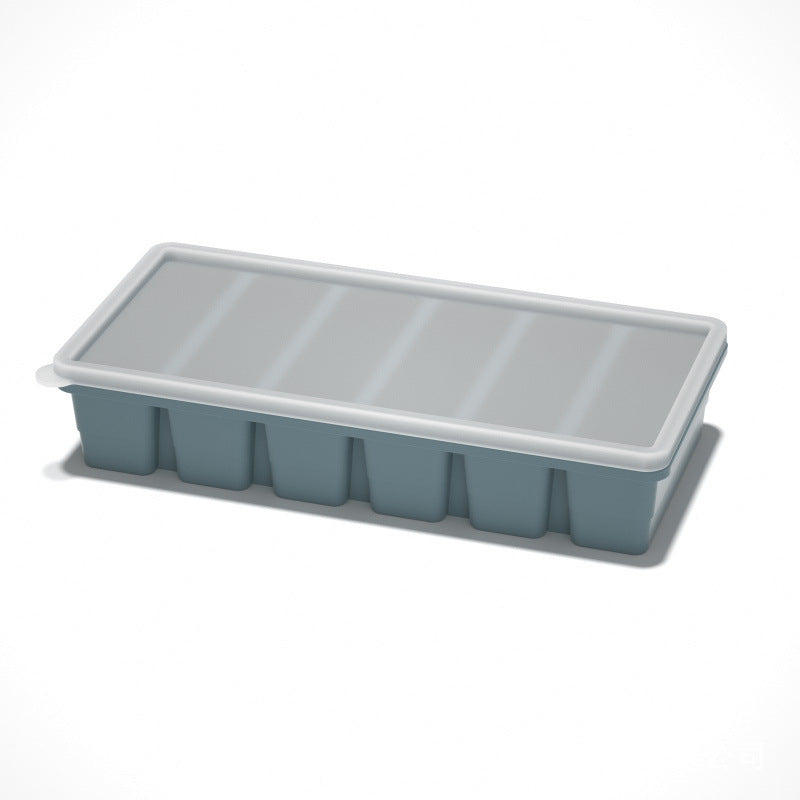 Flexible platinum silicone ice cube tray in a square mould for freezing ice cubes