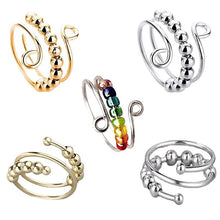 Adjustable Multi Circle Spinner Bead Ring in Gold or Silver Tone
