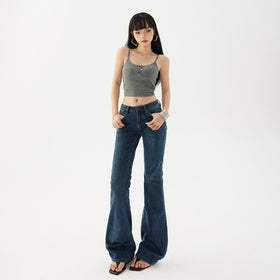 Womens Low Rise Flared Jeans