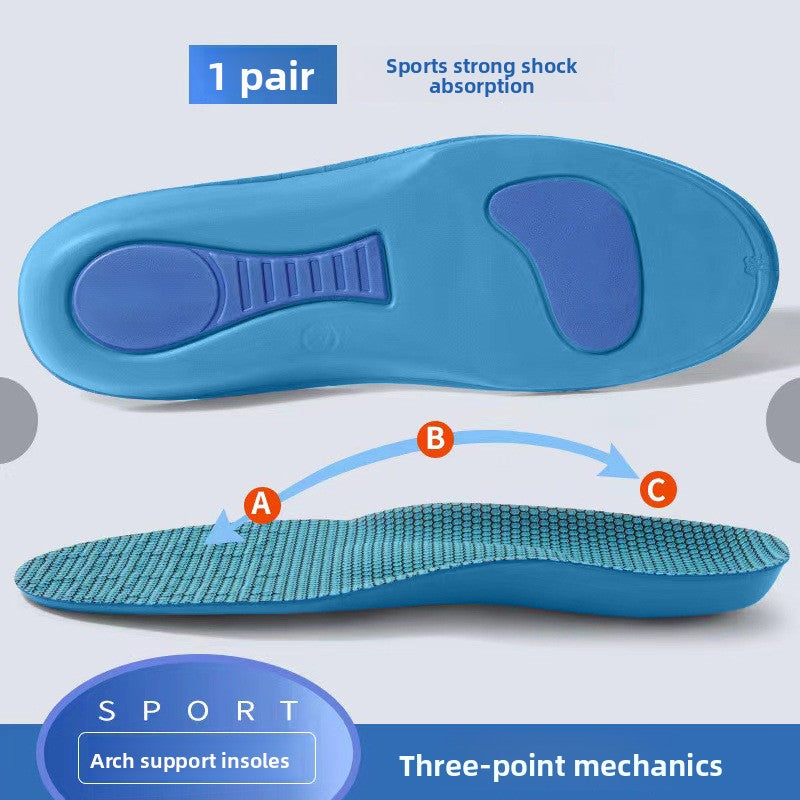 Blue base sports insole with arch support, underside and side view, size 35-36 option photo