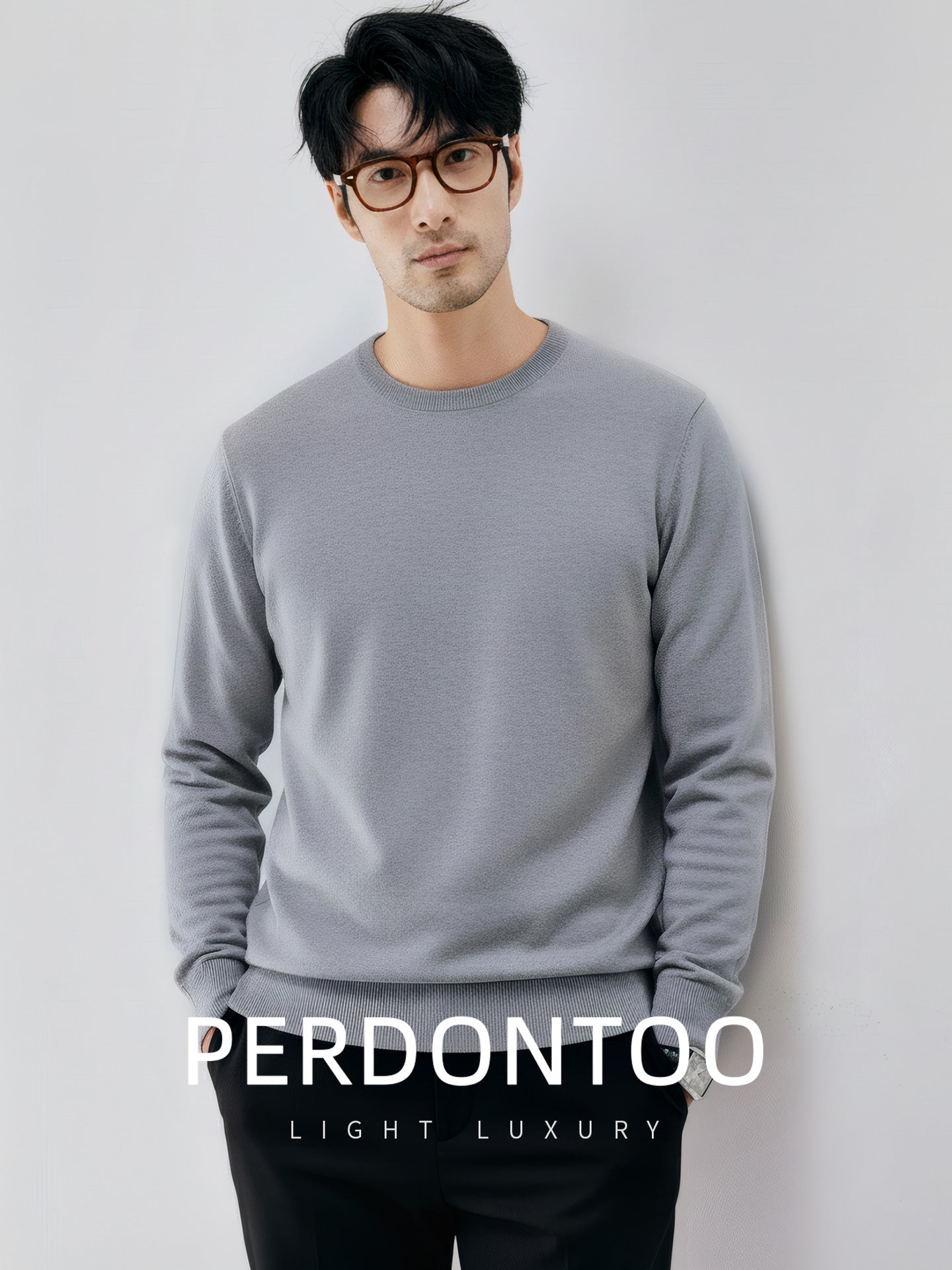 Mens Wool Blend Knit Sweater | close up material texture