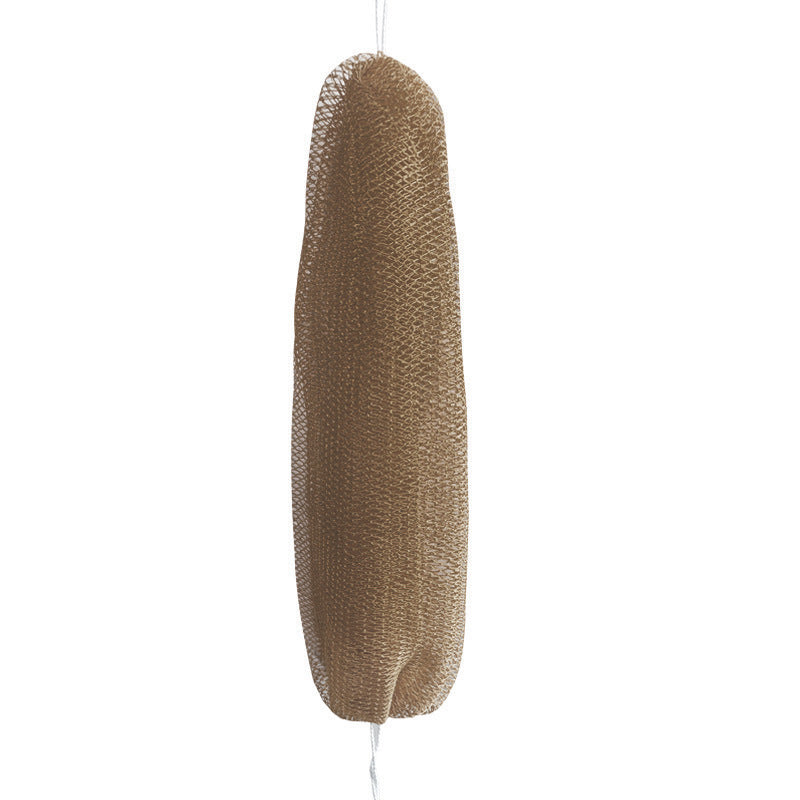 Close view of the textured nylon mesh of the exfoliating bath net