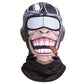 Pilot Monkey print full-face balaclava with goggles, a wide grin and a cigar, summer style, on white