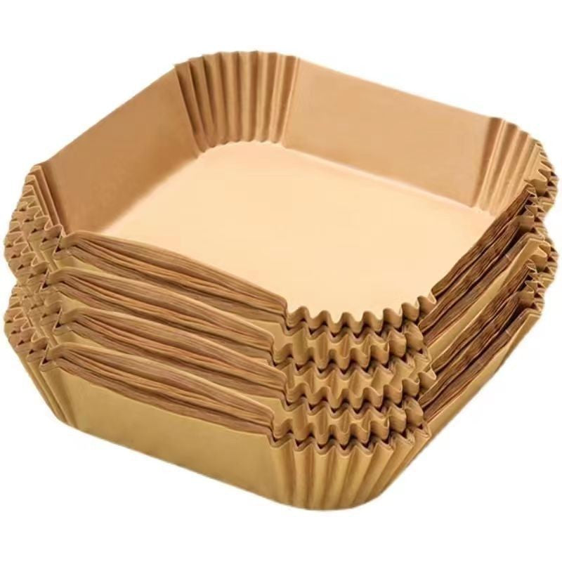 Natural unbleached wood pulp disposable air fryer paper liner with tall pleated sides