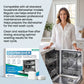 Box of twelve dishwasher cleaning tablets shown on a bright kitchen worktop