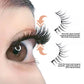 Magnetic eyelashes worn on the eye, band sitting flat against the natural lash line