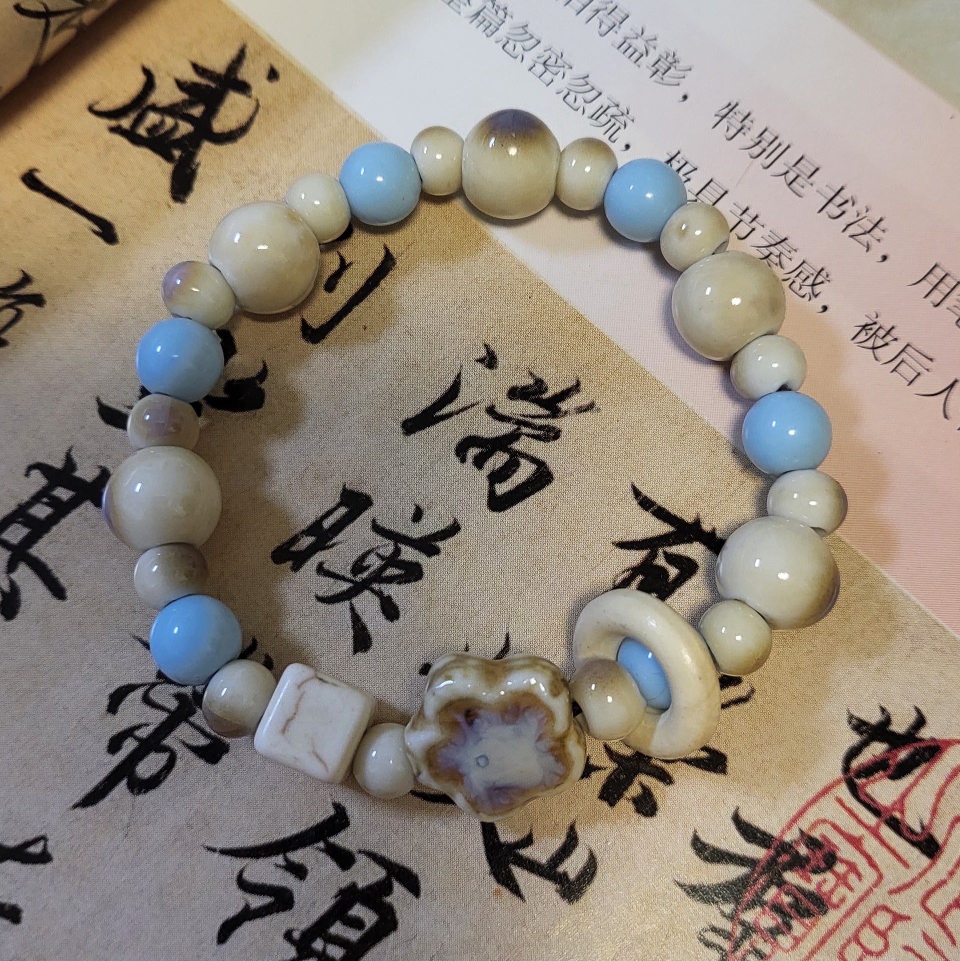 Handmade Ceramic Beads Strand | product flat lay alternate