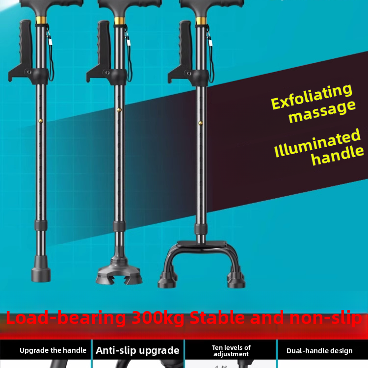 Adjustable folding aluminum walking cane range single tip and quad base versions